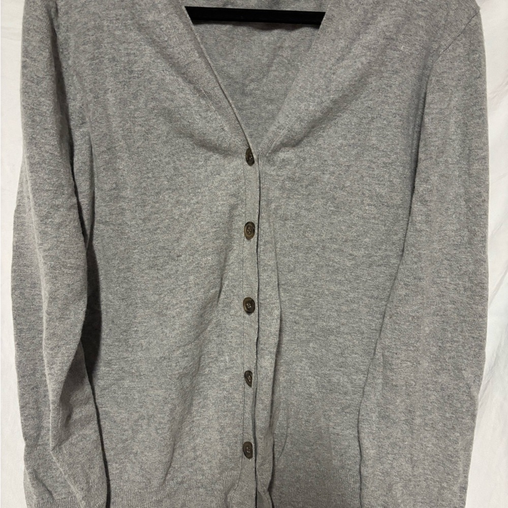 J. Crew Heather Gray Wool Blend Button-Up Cardigan